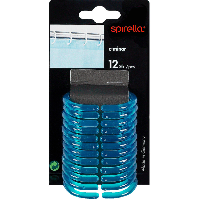 Set 12 anelli per Tenda doccia C-MINOR Azzurro Spirella