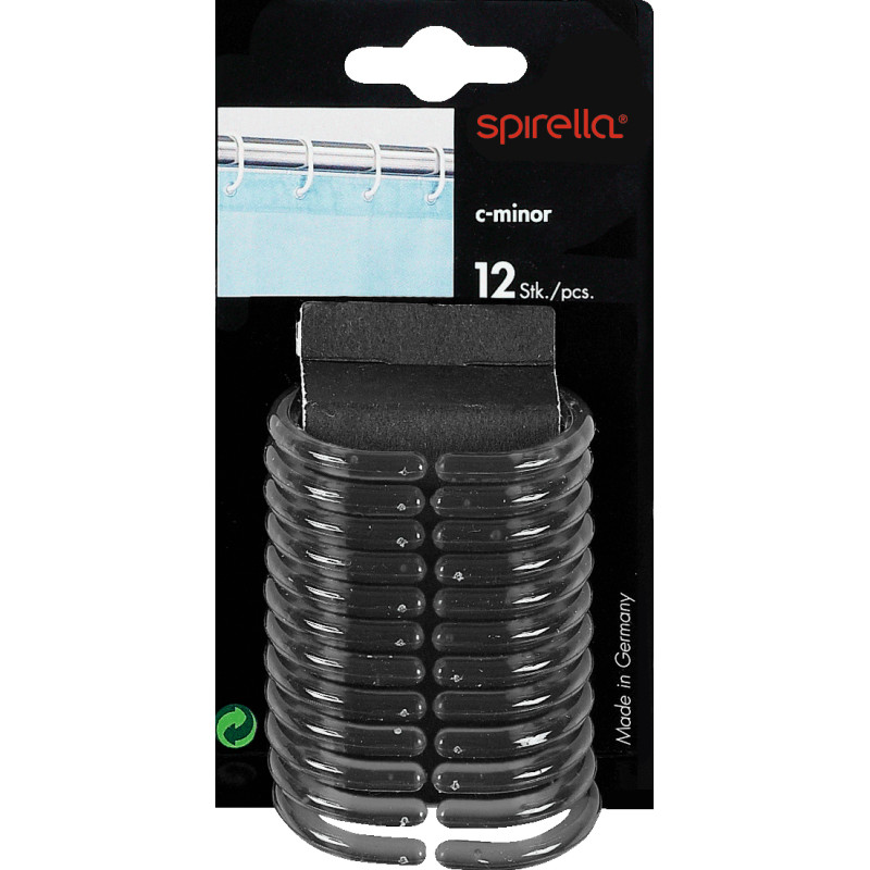 Set di 12 anelli per Tenda da doccia C-MINOR Grigio Spirella