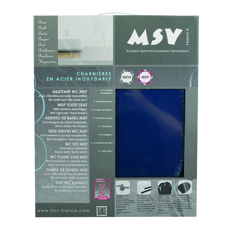 Toilet seat MDF CLÉO Dark Blue - stainless Steel Hinges MSV