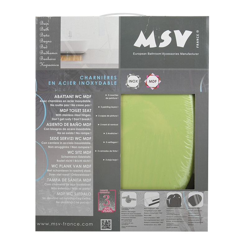Asiento WC CLÉO MDF Verde Almendra - Bisagras Acero Inoxidable MSV