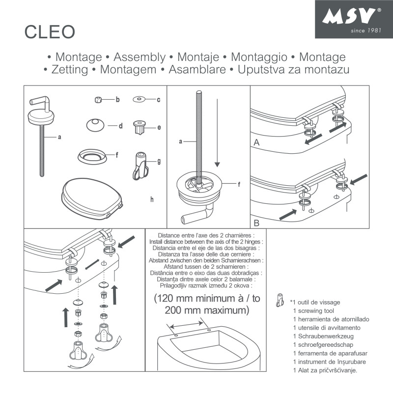 Toilet seat MDF CLÉO Purple - stainless Steel Hinges MSV