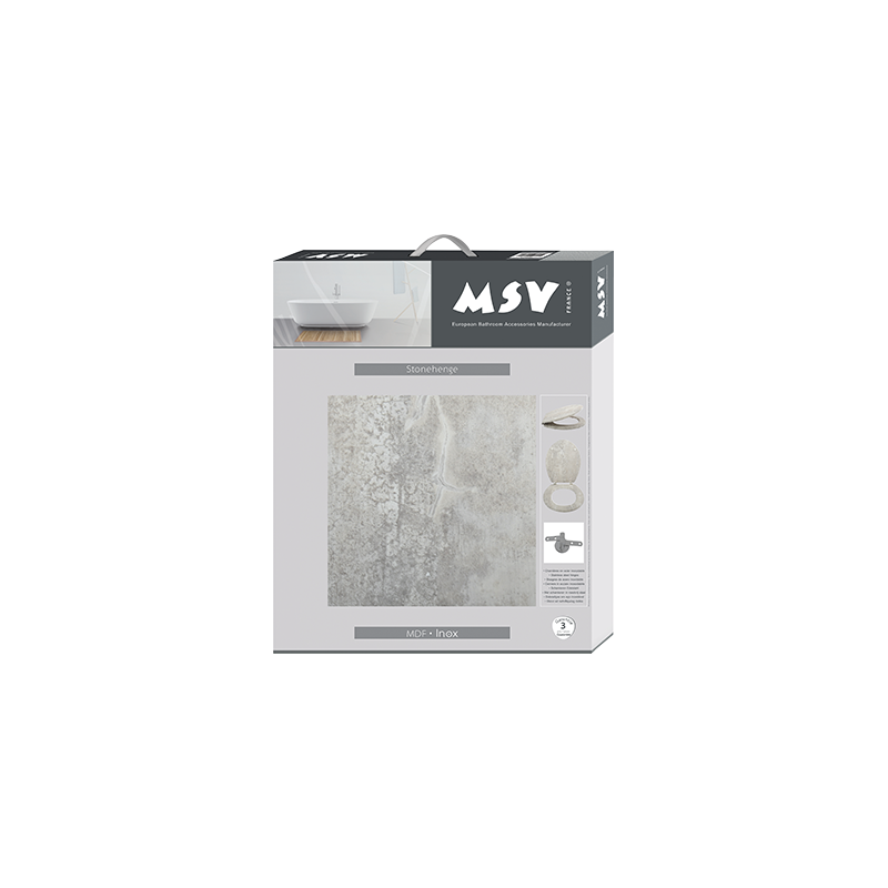 Toilet seat Gray MDF - Stainless Steel Hinges MSV