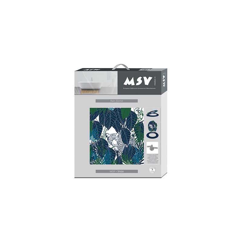 Sedile WC Rain MDF RAIN FOREST Blu e Verde - Cerniere MSV in acciaio inossidabile
