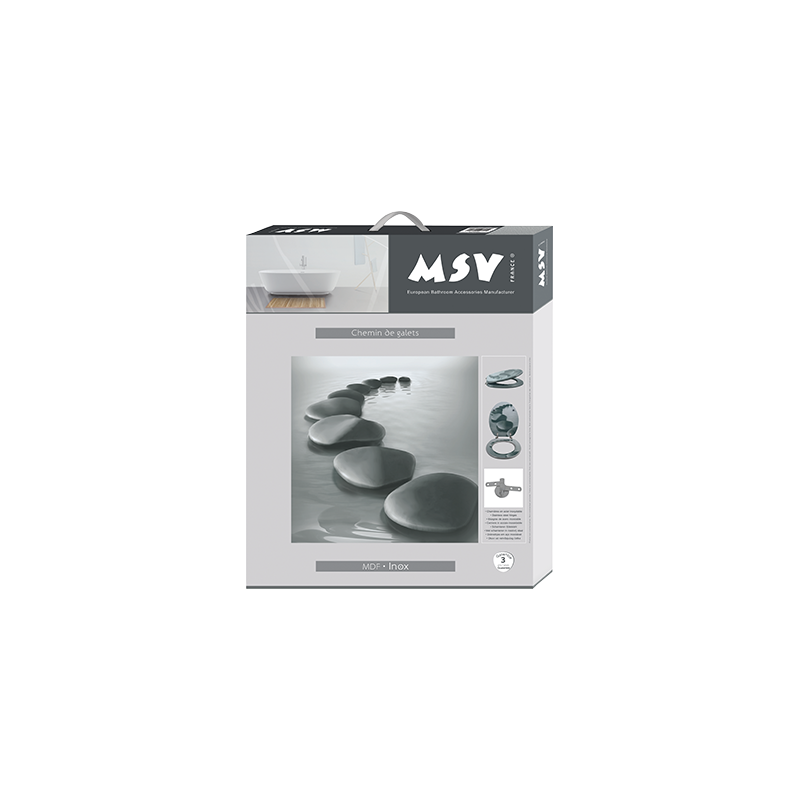 Toilet seat MDF Gray pebble path - stainless steel hinges MSV