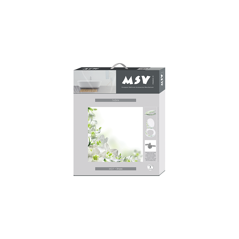 Abattant wc MDF Sofaà¯a à  Motifs Fleurs - Charnières Inox MSV