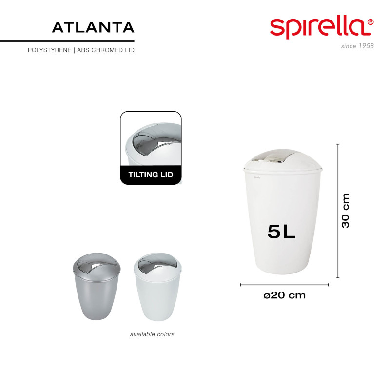 Rocking Bin SYDNEY 5L White Spirella