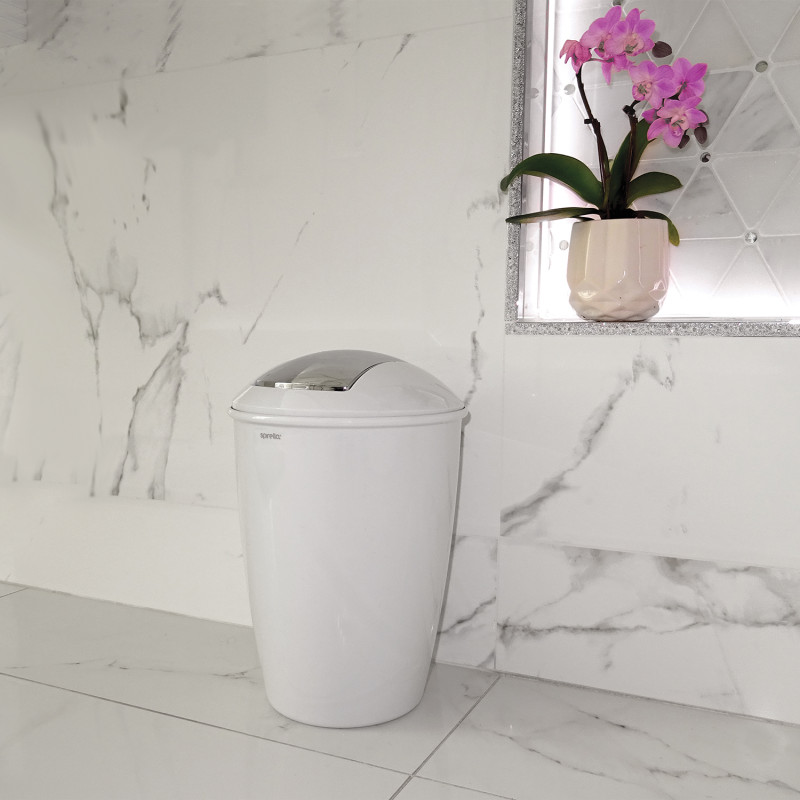 Poubelle à  bascule PS SYDNEY 5L Blanc Spirella