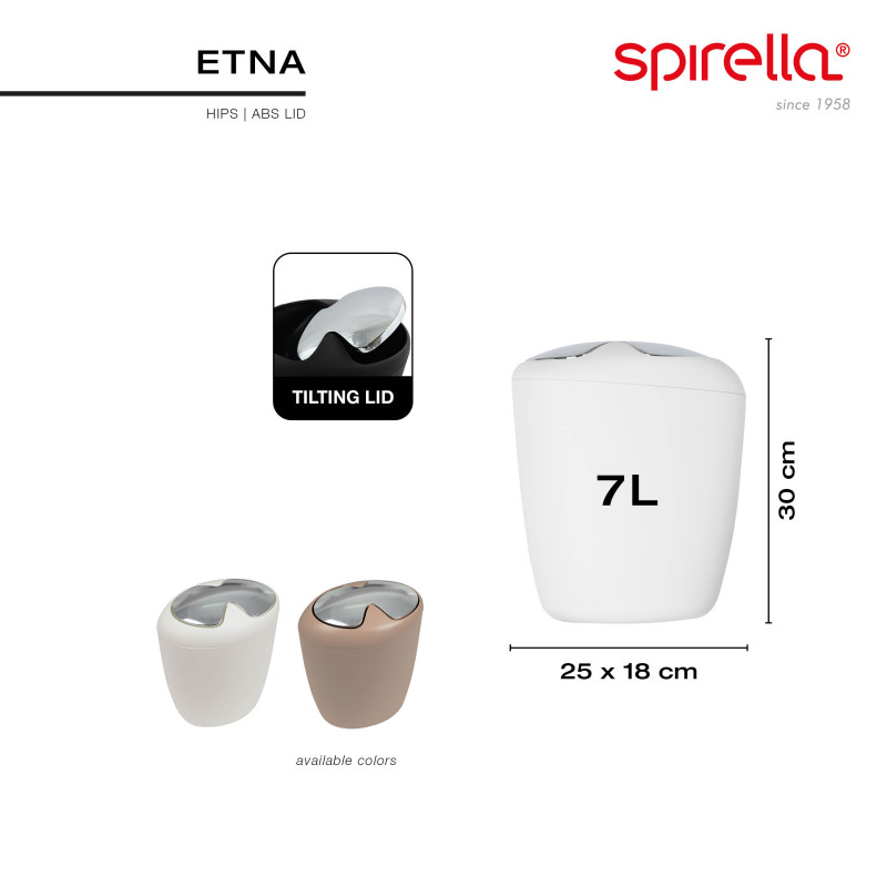 Papelera con tapa basculante Poliresina ETNA 7L Beige Bahamas Spirella