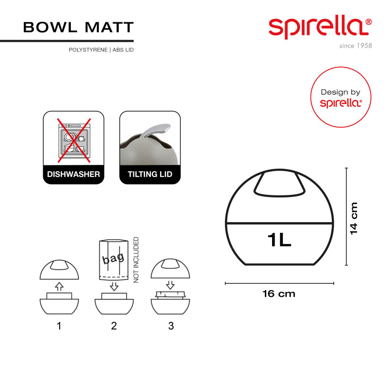 Rocking bin BOWL MAT 1L Pink Spirella