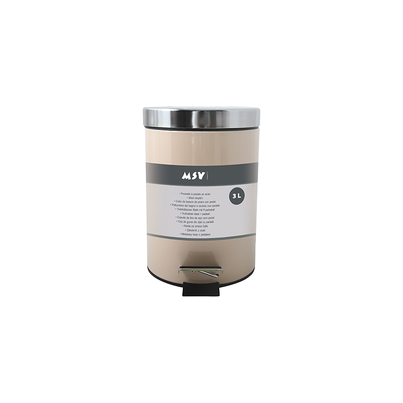 Pedal bin Stainless Steel 3L Beige MSV