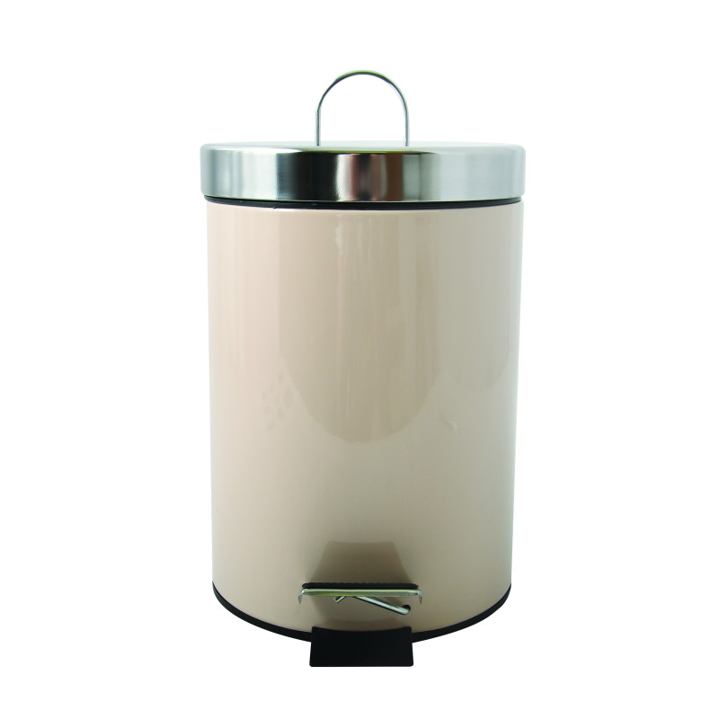 Papelera con pedal acero inoxidable 3L Beige MSV