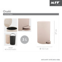 Pedal bin OSAKI 3L Matt Beige MSV