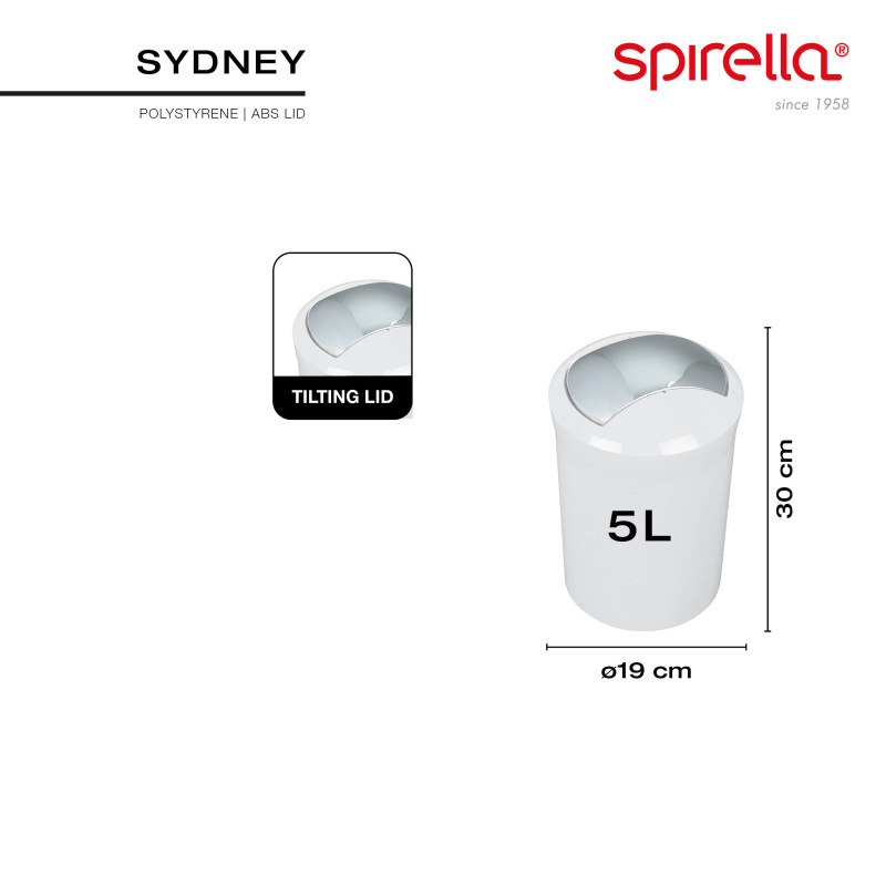 Poubelle à  bascule PS SYDNEY 5L Vert Kiwi Spirella