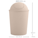 Papelera basculante AKO 5,5L Beige MSV