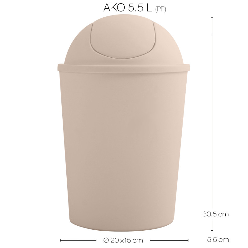 Pattumiera ribaltabile AKO 5,5 L Beige MSV