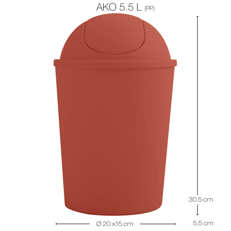Poubelle à  bascule AKO 5,5L Terracotta MSV
