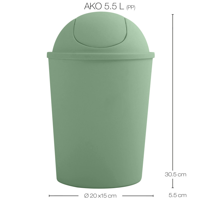 AKO tilting bin 5.5L Basil Green MSV