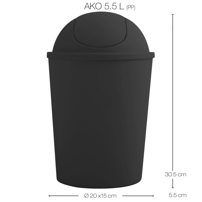 MSV Schwingdeckeleimer AKO 5,5L Schwarz