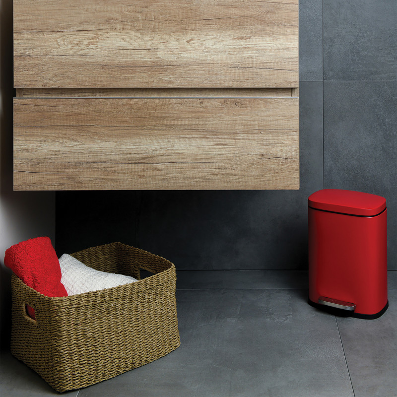 Poubelle à  pédale Acier AKIRA 5L Rouge mat Spirella