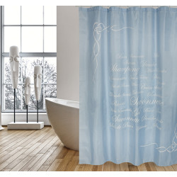 GRASSE Cortina de Ducha de Poliéster 180x200cm CALIDAD PREMIUM Azul - Anillas incluidas MSV