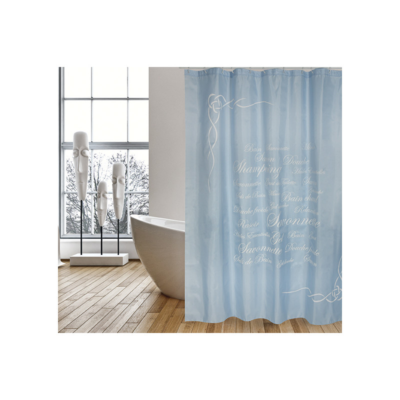 GRASSE Cortina de Ducha de Poliéster 180x200cm CALIDAD PREMIUM Azul - Anillas incluidas MSV