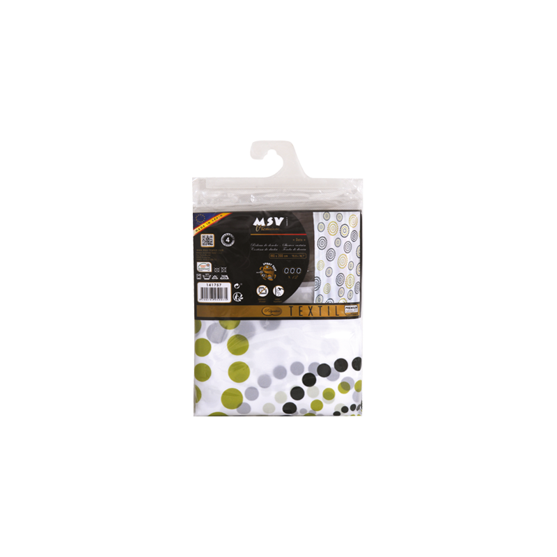 Rideau de douche Polyester DOTS 180x200cm QUALITE PREMIUM Vert - Anneaux inclus MSV