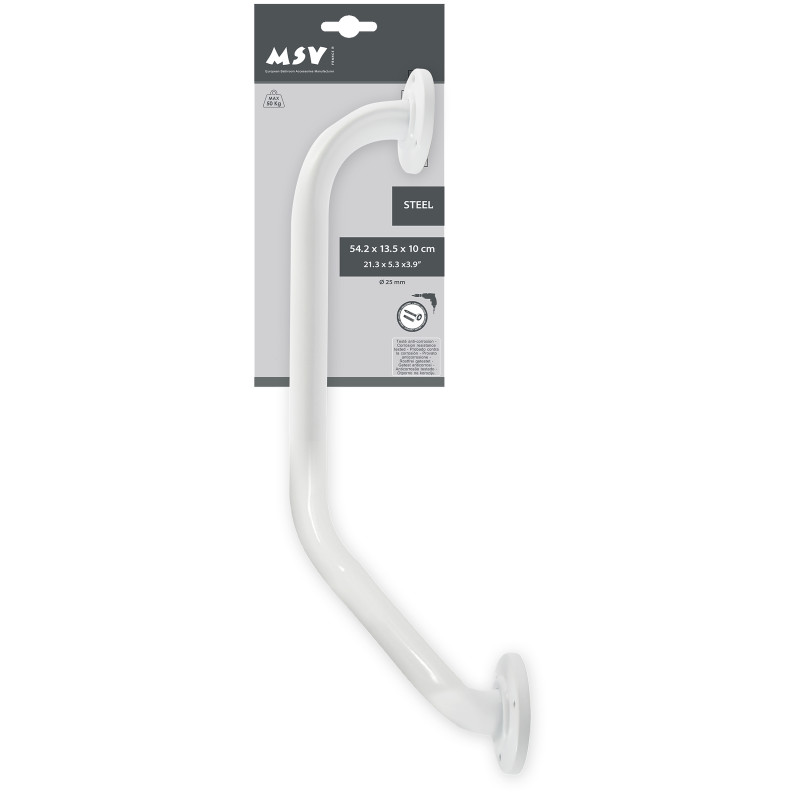 Barra soporte acodada Acero 54x13,5x10cm Blanco MSV