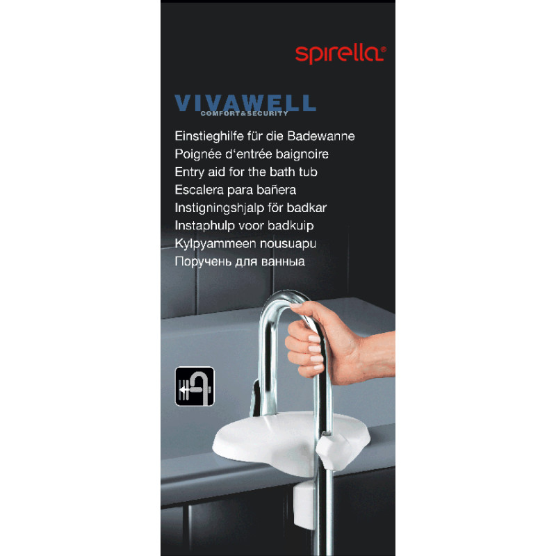 Entrance handle for the bath Chromed stainless steel Spirella