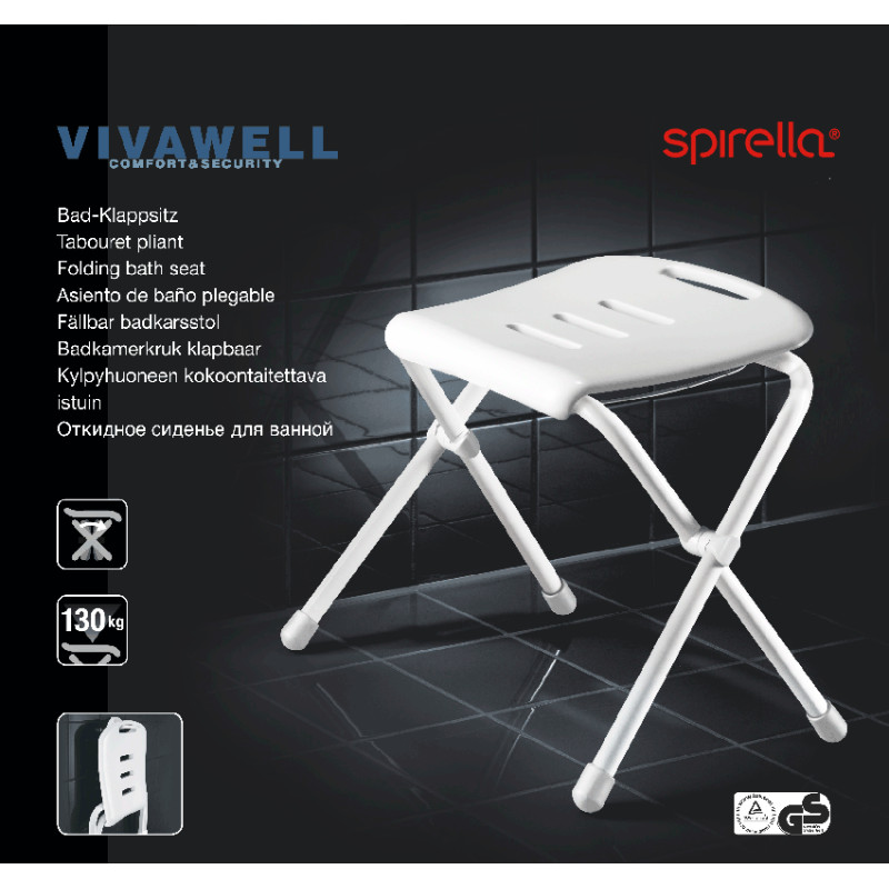 Chaise pliante rabattable de bain Chrome Spirella