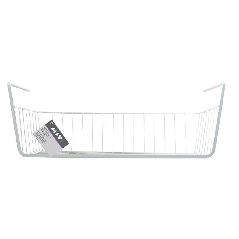MSV Panier de rangement suspendu à étagère 38,5x25,5x14cm en Acier Blanc Mat