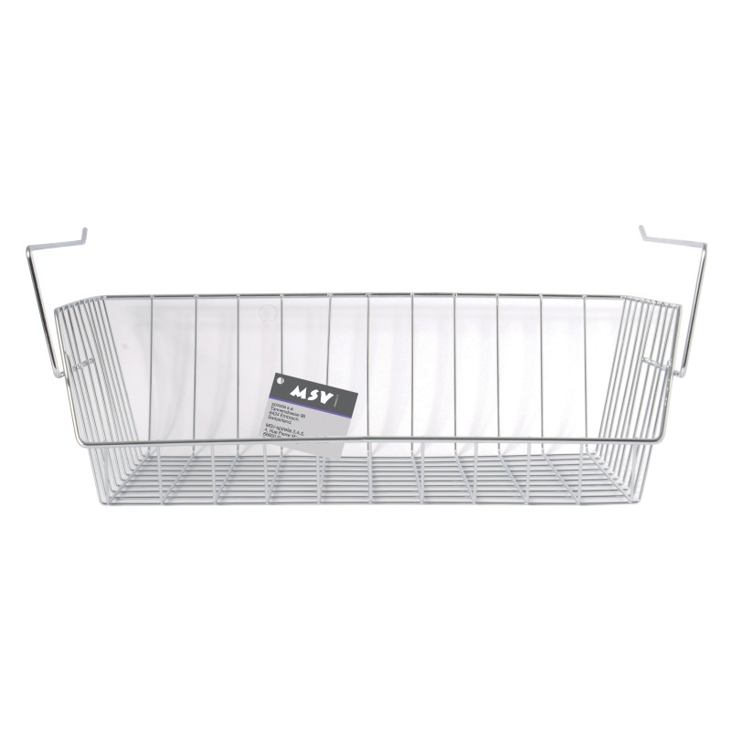 Hanging storage basket with shelf 40x27x14cm in Chrome Steel MSV