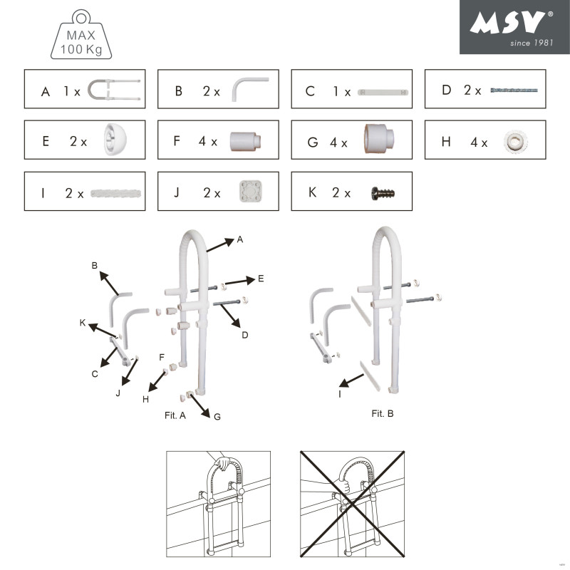 Asa de entrada para baño - Max 60kg MSV