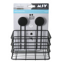 Etagère Panier de douche à  ventouses Acier Noir mat MSV