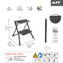 Gradino in acciaio leggero pieghevole e antiscivolo a 2 gradini - Max 150 kg - Nero opaco MSV