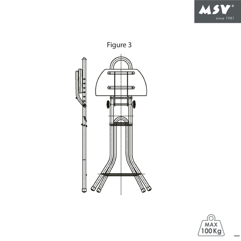 Bügelhocker verstellbar und faltbar aus Stahl 46x47x91 cm MSV