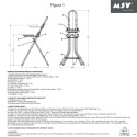 Tabouret de repassage ajustable & pliable en Acier (46x47x91cm) MSV