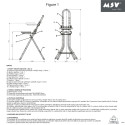 Tabouret de repassage ajustable & pliable en Acier (46x47x91cm) MSV