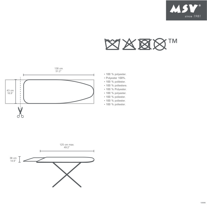 Fleece for Ironing Board 130x43cm MSV