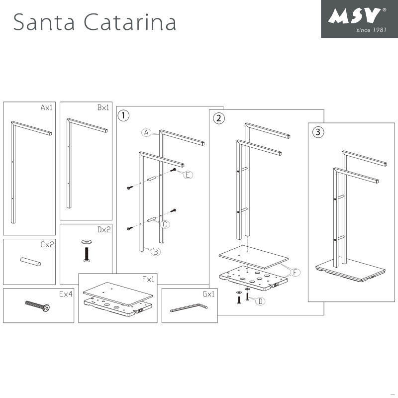 MSV Porte Serviettes 2 branches Acier SANTA CATARINA Chrome
