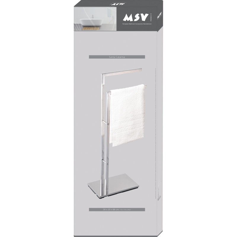 MSV Porte Serviettes 2 branches Acier SANTA CATARINA Chrome