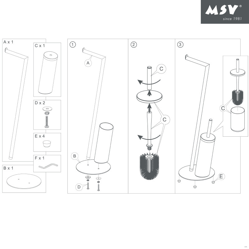 Portarollos escobillero  Combinado Cromo Gris MSV