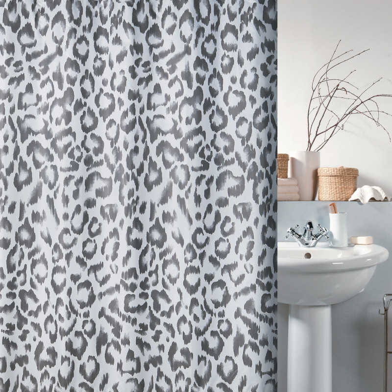 spirella Rideau de douche Polyester leopard MASAIMARA 180x180cm Gris & Blanc Spirella