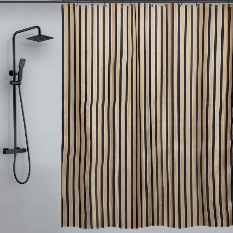 Duschvorhang Polyester TESSA 180x200cm Schwarz und Beige Spirella