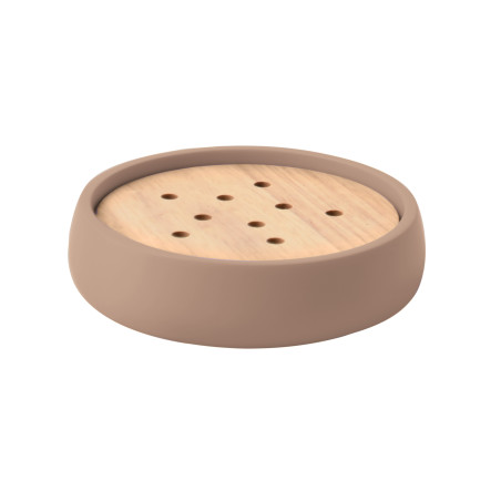 Polyresin & wood soap dish SVEN cappuccino Spirella