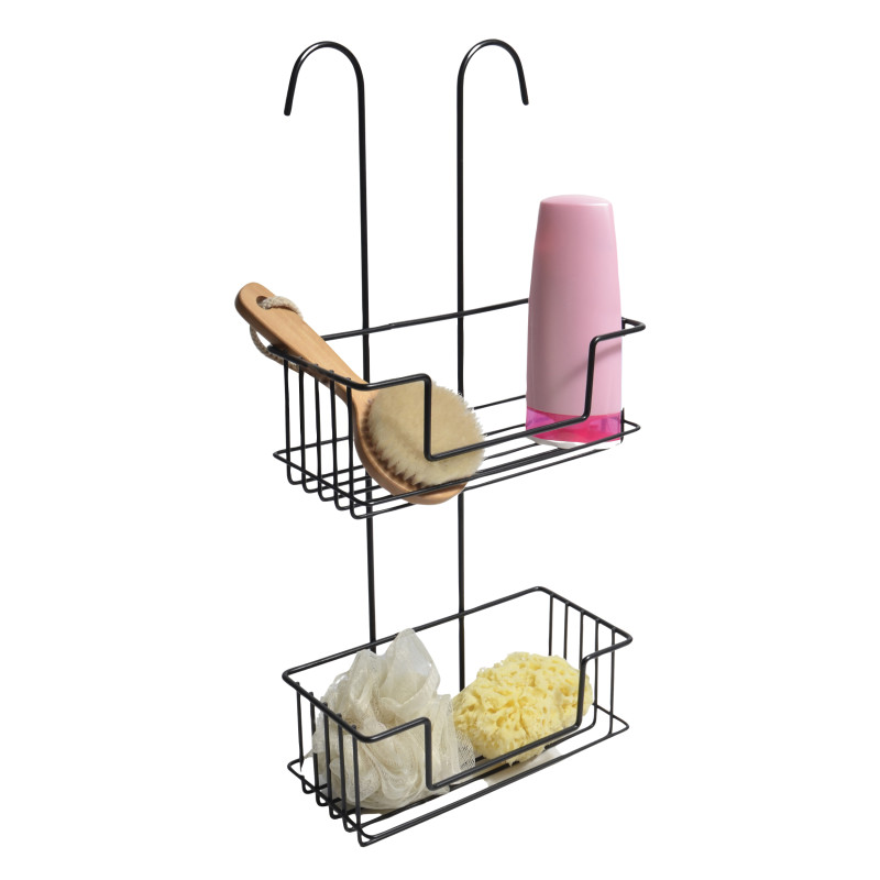 ETAGERE DE DOUCHE A SUSPENDRE NOIR MAT SERGIO 2NV MSV