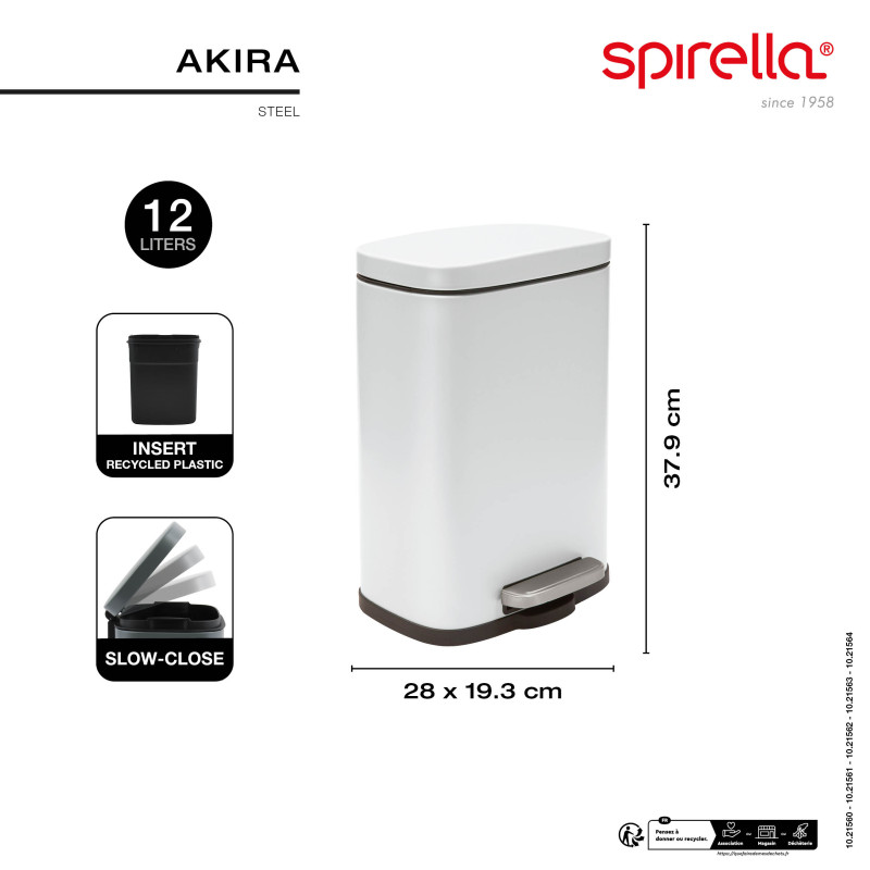 Spirella Treteimer Stahl AKIRA 12L Taupe Matt
