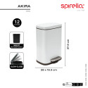 Poubelle à  pédale Inox AKIRA 12L Brossé Spirella