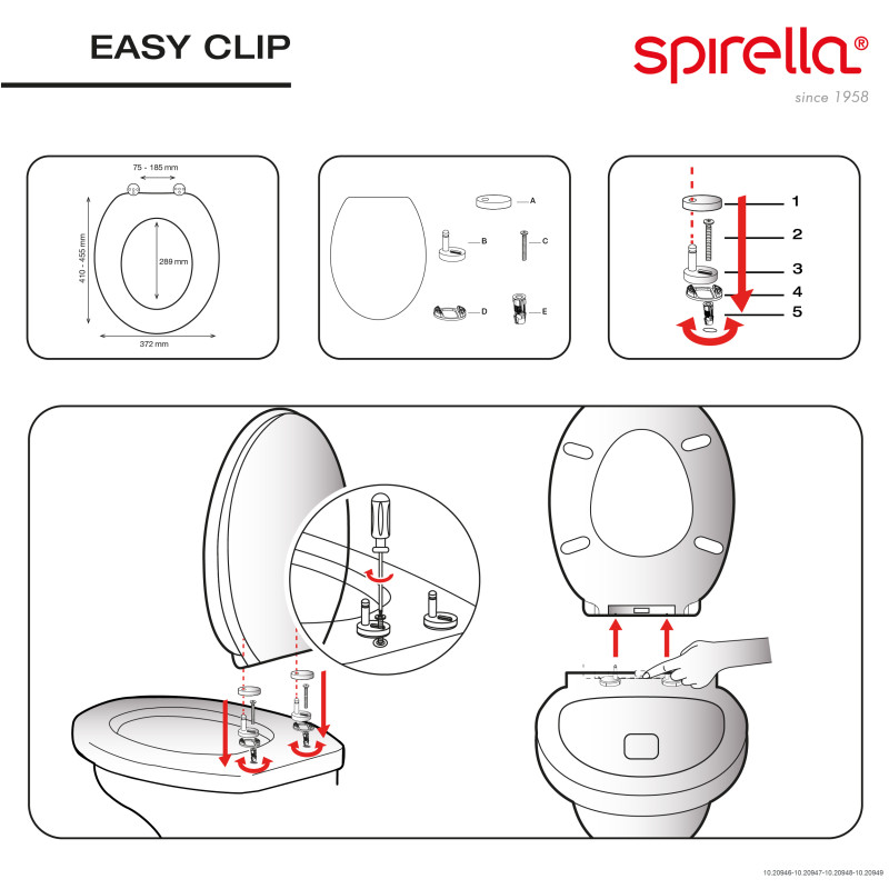Tapa de inodoro EASY CLIP Thermo Hard White - Bisagras de acero inoxidable Spirella