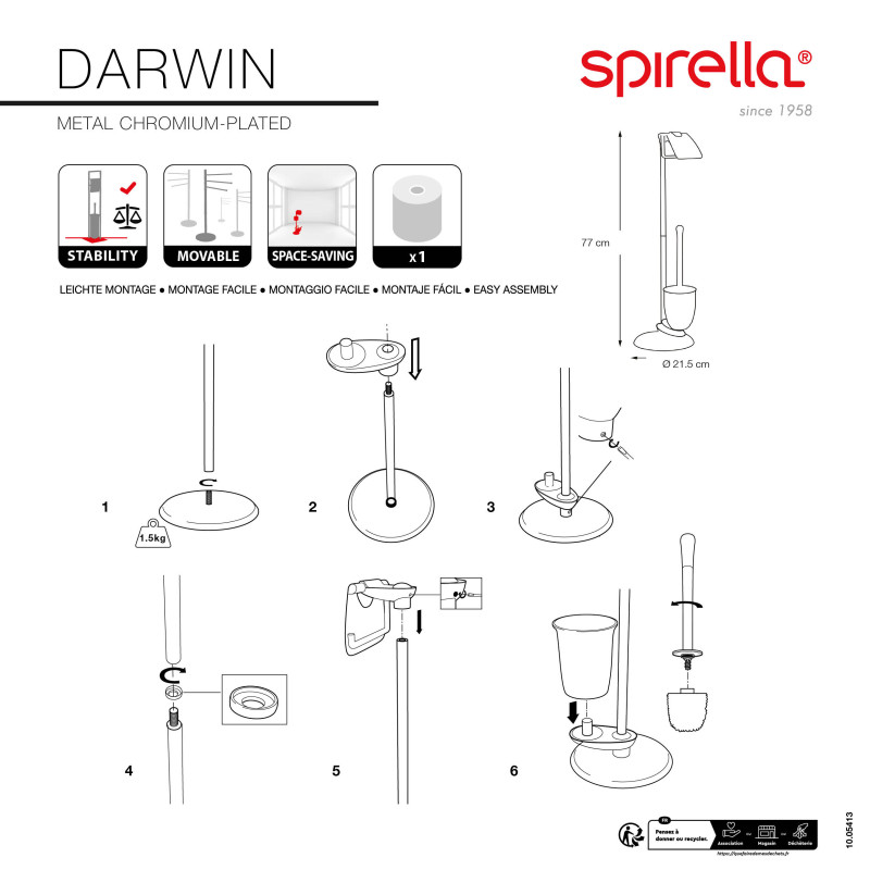 Combiné Wc DARWIN Acier chromé & Porcelaine Spirella