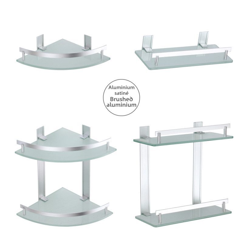 Etagère de douche à  fixer TABARCA Alu & Verre MSV